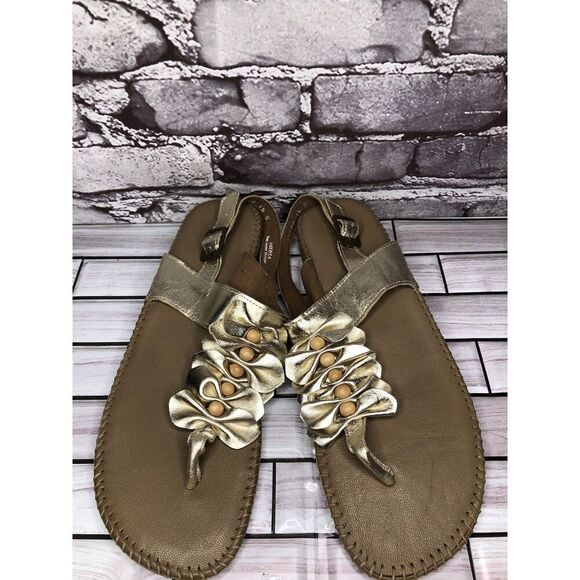 Soul of Africa Brown Leather Flower Ruffle Slingback Sandals Women’s 11M US/42EU - Picture 9 of 16